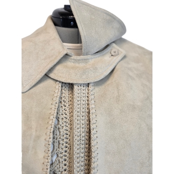 Jonathan Simkhai Yani Combo crochet and suede trench coat With Fringes, Beige M - Picture 11 of 16